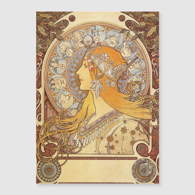 Alfonse Mucha Zodiac Art Nouveau Mujer (Anverso)