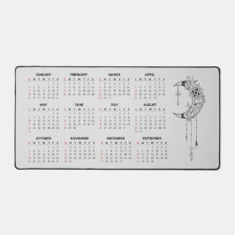 Alfrombrillas De Escritorio 2026 Calendar Desk Mat - Celestial Moon & Floral 