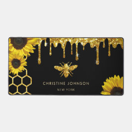 Alfrombrillas De Escritorio abeja purpurina falsa y girasoles