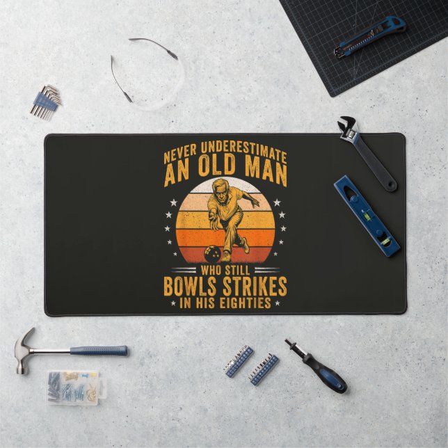Alfrombrillas De Escritorio Abuelo boliche cumpleaños 80 (Puesto de trabajo)