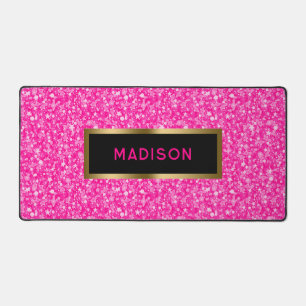 Alfrombrillas De Escritorio Acentos de oro Purpurina de Faux rosados