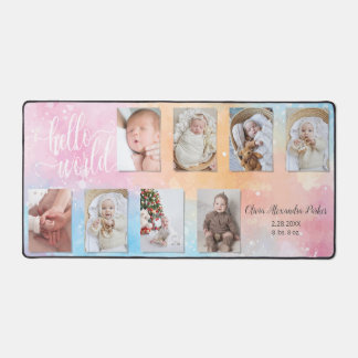 Alfrombrillas De Escritorio Acuarela 8-Photo Baby Collage con guión de Persona