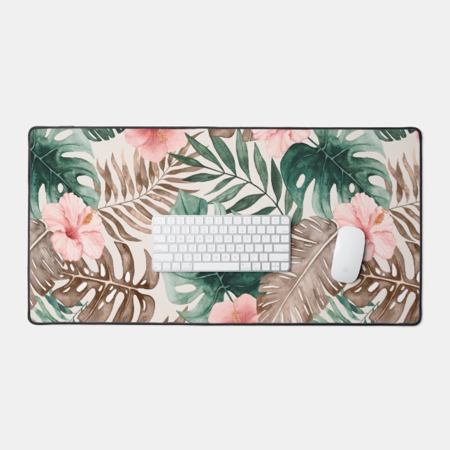 Alfrombrillas De Escritorio Acuarela Boho moderna Floral tropical (Teclado y ratón)