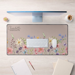 Alfrombrillas De Escritorio Acuarela Botánica Flores silvestres Beige neutro