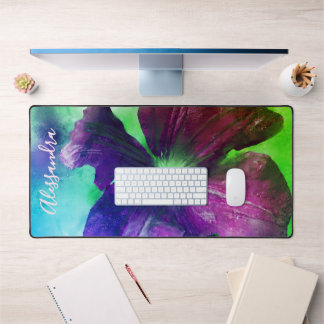Alfrombrillas De Escritorio Acuarela Botánica Personalizada de Floral Morado V