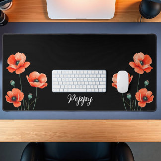 Alfrombrillas De Escritorio Acuarela Flor de amapola Art Name Flor Desk Mat