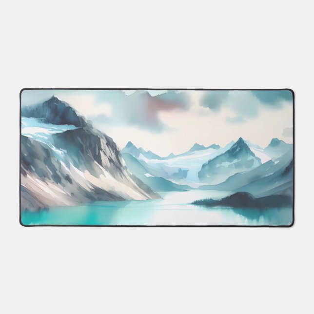 Alfrombrillas De Escritorio Acuarela Impresionante lagos glaciares turquesa (Anverso)