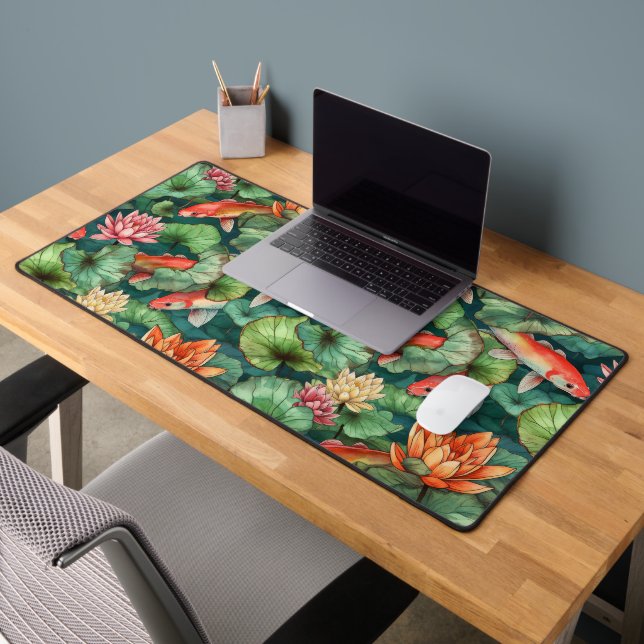 Alfrombrillas De Escritorio Acuarela Koi & Water Lilies Desk Mat (Oficina 2)