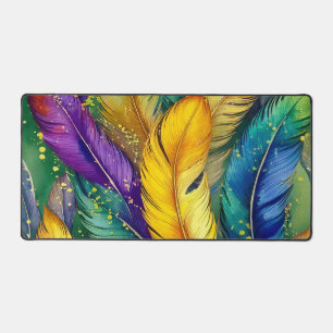 Alfrombrillas De Escritorio Acuarela Mardi Gras Feather patrón ininterrumpido