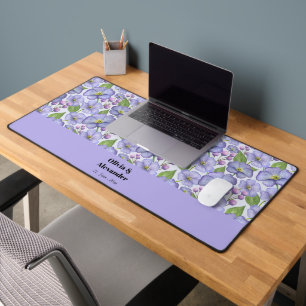 Alfrombrillas De Escritorio Acuarela Violetas Moradas y Patrón Floral