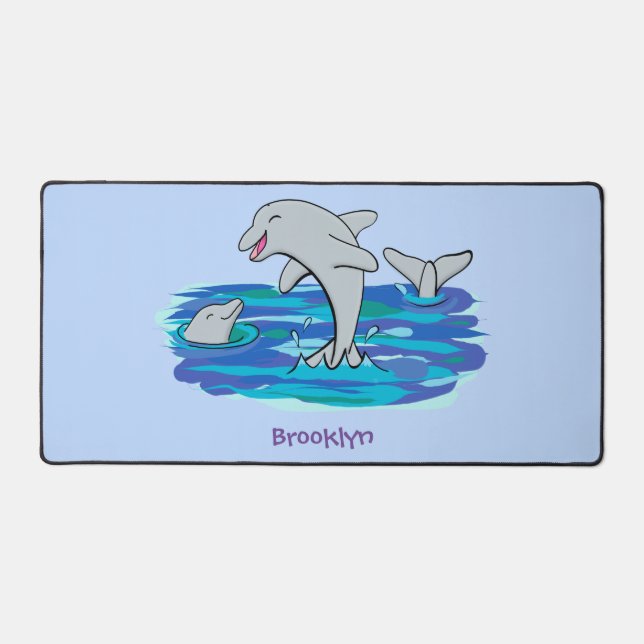 Alfrombrillas De Escritorio Adorables delfines felices ilustracion personaliza (Anverso)