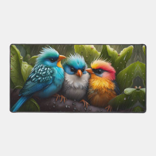 Alfrombrillas De Escritorio Adorables pájaros coloridos y esponjosos bajo la l