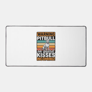 Alfrombrillas De Escritorio Advertencia de Pitbull Besos Entrantes Diseño Vint