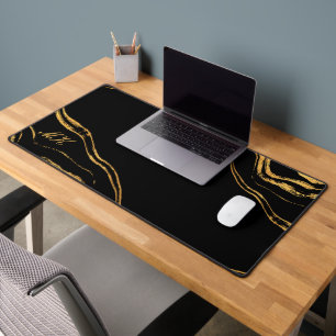 Alfrombrillas De Escritorio Agate Black and gold Marble swift
