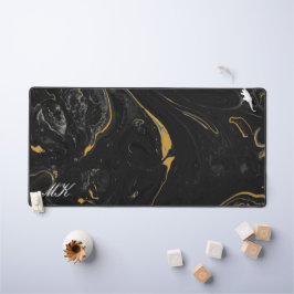 Alfrombrillas De Escritorio Agate Black and Gold Marble Swirl