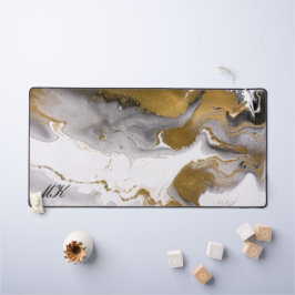 Alfrombrillas De Escritorio Agitar la letra de nombre personalizada de mármol 