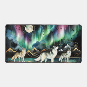 Alfrombrillas De Escritorio Alfombra de escritorio Aurora Boreal Lobo Luces de