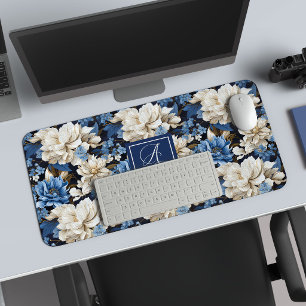 Alfrombrillas De Escritorio Alfombra de escritorio con flores azul marino opul