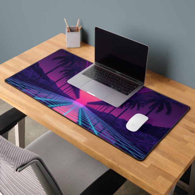 Alfrombrillas De Escritorio Alfombra de escritorio Neon Synthwave Grid - Mo de (Oficina 2)