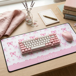 Alfrombrillas De Escritorio Alfombra de escritorio personalizada con lazo rosa