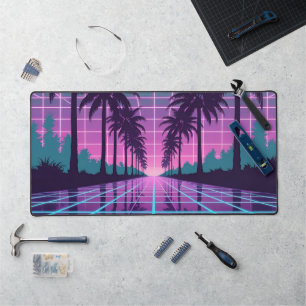 Alfrombrillas De Escritorio Alfombra de escritorio Vaporwave Sunset Palm Trees