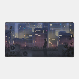 Alfrombrillas De Escritorio Alfombra para escritorio de ciudad anime Lofi - E