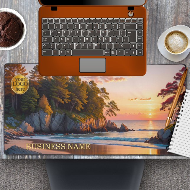 Alfrombrillas De Escritorio Alquiler de playa o viajes (Desk mat featuring an illustration of a sunset on the beach.)