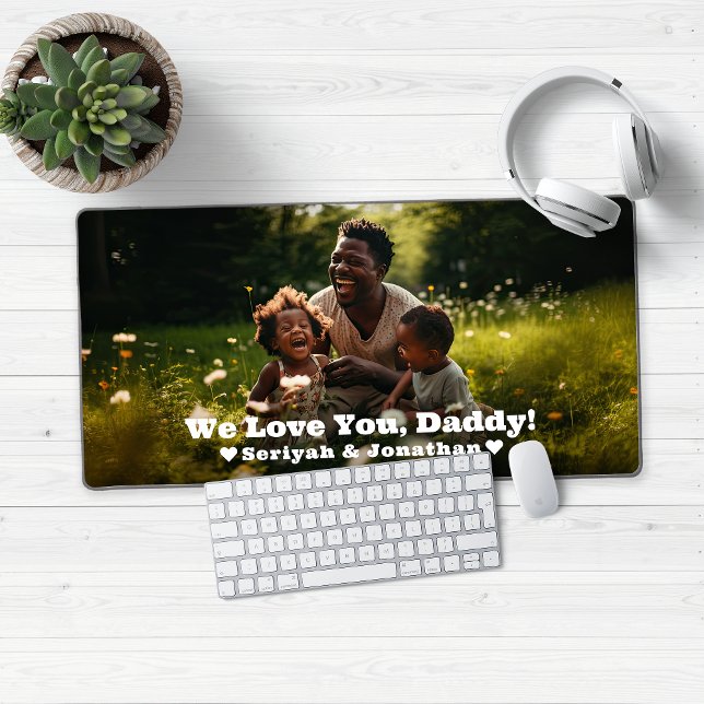 Alfrombrillas De Escritorio Ama tu papi foto personalizada (Love You Daddy (or Grandpa, or Mommy Or anyone!) Desk Mat Gaming Mouse Pad)