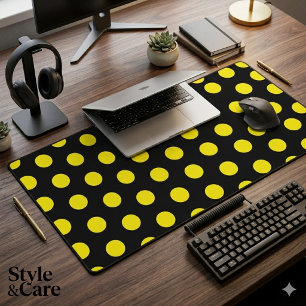Alfrombrillas De Escritorio Amarillo Brillante Con Lunares Elegante Negro Sóli