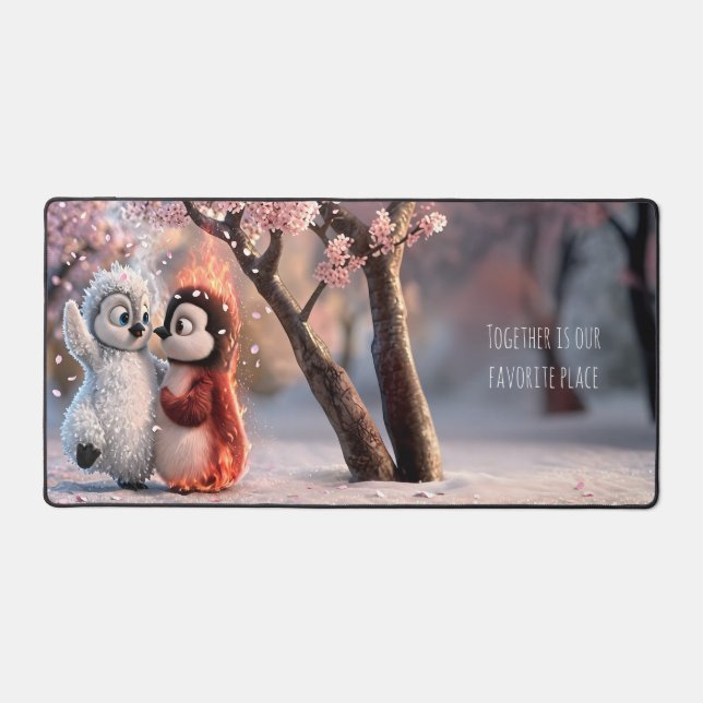 Alfrombrillas De Escritorio Amber & Frosty Cherry Blossom Penguin Mouse Pad (Anverso)