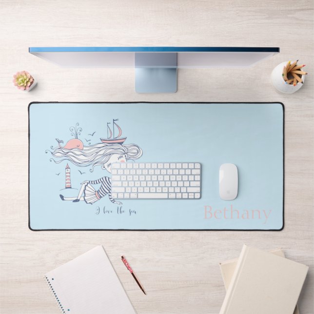Alfrombrillas De Escritorio Amo el mar Personalizado Náutico caprichoso (Oficina 1)