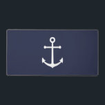 Alfrombrillas De Escritorio Anclaje azul de la Marina Náutica<br><div class="desc">Moderna almohadilla de ratón náutica Minimalista con ancla blanca sobre fondo azul marino.</div>