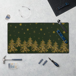 Alfrombrillas De Escritorio Árbol de Navidad de oro espumoso y estrellas en ve