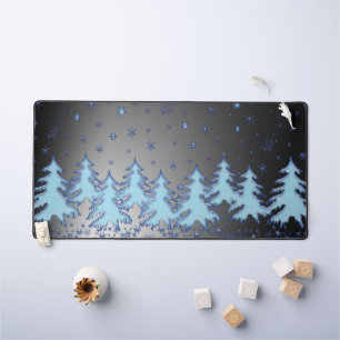 Alfrombrillas De Escritorio Árboles de Navidad brillantes azules, estrellas ba