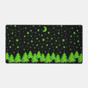 Alfrombrillas De Escritorio Árboles verdes fluorescentes de Navidad, estrellas