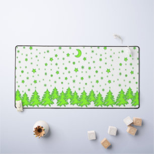 Alfrombrillas De Escritorio Árboles verdes fluorescentes de Navidad, luna y es