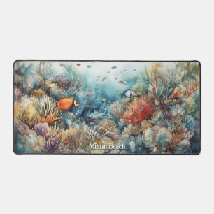 Alfrombrillas De Escritorio Arrecife de coral y acuarela de Miami Beach
