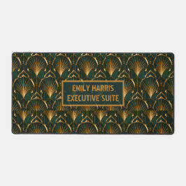 Alfrombrillas De Escritorio Art Deco Emerald Green Gold Custom Name