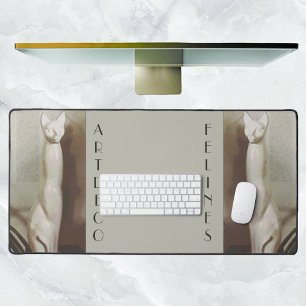 Alfrombrillas De Escritorio Art Deco Felinos Vintage Gray Taupe