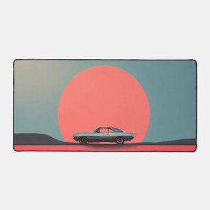 Alfrombrillas De Escritorio Arte minimalista de coche retro en atardecer