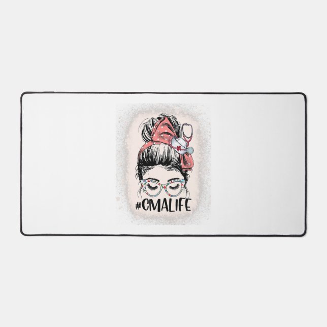 Alfrombrillas De Escritorio Asistente médico certificado Messy Bun CMA Life (Anverso)