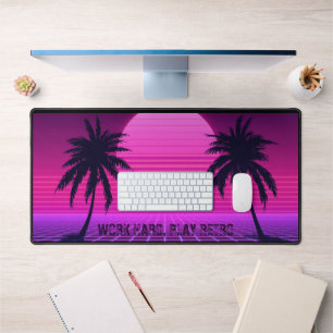 Alfrombrillas De Escritorio Atardecer Synthwave Estética Retro 80s Grande 