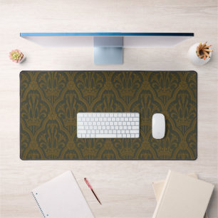 Alfrombrillas De Escritorio Audsley Vintage Oro Lirio Corona Verde Damask Arte