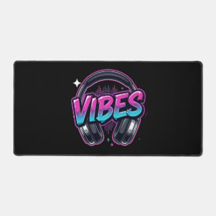 Alfrombrillas De Escritorio Auriculares de Música Neon Vibes Cyberpunk Grande