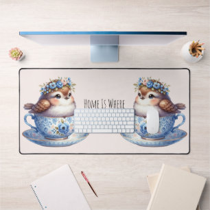 Alfrombrillas De Escritorio Ave dulce en el arte floral de la teacup Cottageco