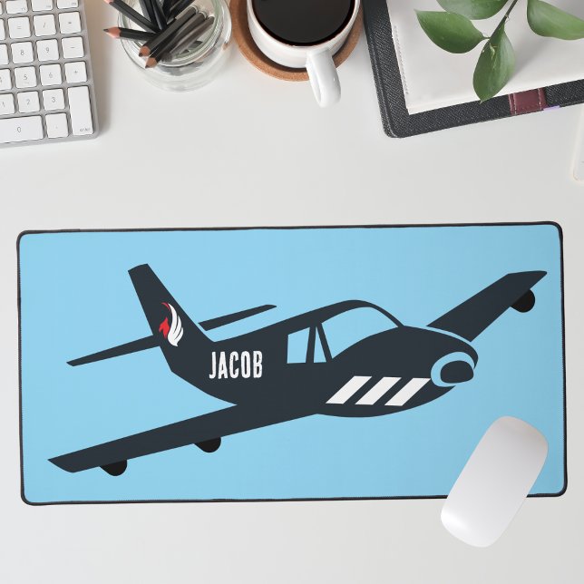 Alfrombrillas De Escritorio Aviación simple, avión monogramo con oficina azul (Subido por el creador)