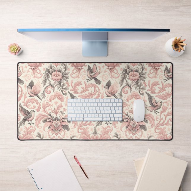 Alfrombrillas De Escritorio Aviario victoriano: Un Jardín Pastel Rosa (Oficina 1)