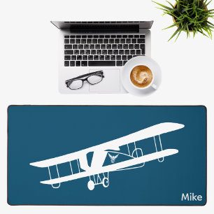 Alfrombrillas De Escritorio Avión Biplano Simple Aviación Oficina Personalizad