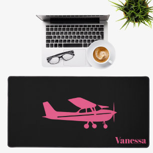 Alfrombrillas De Escritorio Avión Cessna Rosa Aviación Femenina Oficina Person