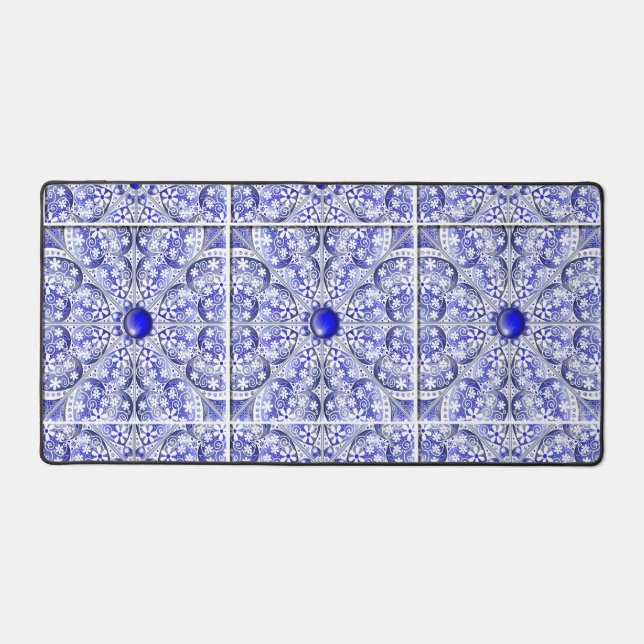 Alfrombrillas De Escritorio Azul de encaje cerámico de Grecia (Anverso)